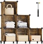 Songmics 6 Cube Storage Organizer with Rubber Mallet, Rustic Brown