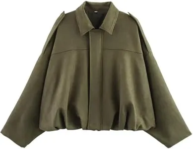 Csvinkiko Women's Faux Suede Bomber Jacket Oversized Pilot Coats Fall Lapel Zip Up Motorcycle Streetwear Outerwear