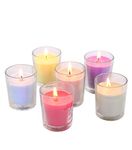 HOSLEY Multi Fragrance Clear Glass Filled Votive Candles| Scented Glass Candles Perfect for Home Decor| Burn Time 10-12 Hours Each|2 Inch Diameter|Pack of 6 (2.5 Inch Long Each)