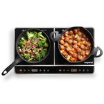 Emperial Twin Induction Hob - 2800W Portable Double Induction Plate with LED Display, 4-Hour Timer Function, Multi-Heat Settings and Power Levels for Home, Camping, Caravan, Student Living & Cooking