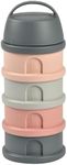 Beaba Stackable 4 Compartments Formula Milk Dispenser, Grey/Pink