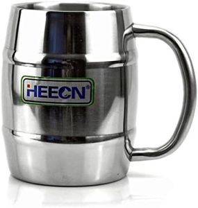 HEECN® Jarra Cerveza Acero Inoxidable - Vaso Cerveza Acero - Taza de Cerveza para Camping - Jarras de Cerveza de Metal - Cerveza Fria - Vaso Termico - Doble Pared 40cl HESS-003
