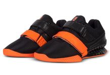 RXN Hercules Weightlifting Shoes for Men and Women - WLS-4 Weight Lifting Shoes for Powerlifting, Deadlifting & Crossfit - Strap and Lace-Up Gym Shoes - Non-Slip Olympic Lifting Shoes (BLACK/ORANGE, Size 10)