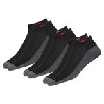 NAVYSPORT Socks for Men Solid Ankle Length Cotton Socks, Free Size, Pack of 3 (Black/Grey)