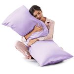 Love's cabin Body Pillow Cover, 20x54 inches Light Purple Soft Satin Body Pillow case with Envelope Closure, Silky Slip Cooling Body Pillow Pillowcases for Hair and Skin