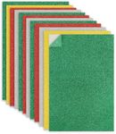 12 Pack Christmas Self Adhesive Glitter Foam Sheets for Crafts, A4 Craft Foam Paper Stickers 2mm EVA Sticky Foam Sheets for DIY Crafts Project, Scrapbook, School Projects, Party Decoration (Christmas)