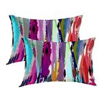 Batmerry Multicolor Abstract Geometric Pillowcases,Colorful Modern Oil Painting Decorative Bed Pillowcases Digital Printing Blended Fabric Bedroom Set Hidden Zipper on Short Side 20X26 in