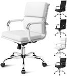 ALFORDSON Office Chair with Height Adjustable SGS Listed Gas Lift, PU Leather Home Ergonomic Desk Chair with Removable Armrest Cover, Padded Computer Chair for Gaming, Max 150kg(Mid Back Esmae White)