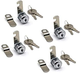 4Pack Cam Lock 7/8 Inch Tubular Cam Locks Keyed Alike with Chrome Finish for Vending Machine Truck Pickup Tool Box Mailbox ATM Replacement Lock