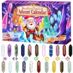 Advent Calendar 2024-24 Days of Crystals and Healing Stones Kit with Crystal Necklace Holder, Magnifier, and Storage Bag - Christmas Countdown Gifts for Girls Boys Kids Adults and Teenagers