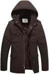 WenVen Men's Winter Coat Parka Jacket with Removable Hood Tobacco 4XL