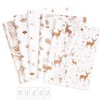 Larcenciel 50 Sheets Christmas Tissue Paper for Gift Bags, Rose Gold Wrapping Tissue for Gifts, 70x50cm Metallic Glitter Design, Pinecone Deer Xmas Tissue Paper for Holiday New Year All Party Craft