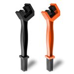 2 Pcs Motorcycle Chain Brush Maintenance Bike Chain Washer Cleaner, Black and Orange