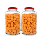 CROCO JAR Croco Glass Round Jar Air-Tight Jars With Plastic Lid Perfect For Dry Fruits, Biscuits, Cookies & Candy'S, Spices, Flacks, Pickles (4.5Ltr Pack Of 2) (Red)