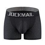 JOCKMAIL Breathable Mesh Men's Butt Padded Underwear Boxer Mens Padded Underwear Boxer, Black, X-Large