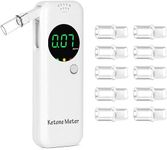 Ketone Breath Analyzer Accurate Ketone Breath Meter Digital Ketone Breath Tester with 10 Reusable Mouthpieces for Testing Ketosis (White)