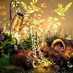 GIGALUMI Solar Watering Can Lights Outdoor Garden, Waterproof Metal Water Can Ornaments with String Lights, Solar Hanging Lantern with Bracket for Yard Lawn Pathway Patio (Hummingbird)