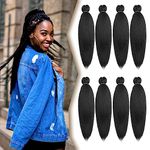 Abellee Pre Stretched Braiding Hair 20”, 8Packs Braiding Hair Pre Stretched for black Women, Synthetic Braiding Hair Pre Stretched for Crochet Braids Hair (8 Packs, Black-20"1B)