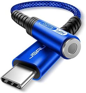 USB Type C to 3.5mm Female Headphone Jack Adapter, JSAUX USB C to Aux Audio Dongle Cable Cord Compatible with iPhone 15 Pro Max/15 Pro/15 Plus, Samsung Galaxy S23/S22/S21 Ultra, iPad Pro, Pixel (Blue)