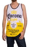 Official Corona Extra Bottle Label Print Men’s Tank Top, Corona Light, Medium