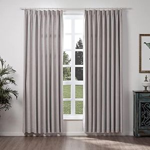 ChadMade Light Filtering Linen Textured Drape Window Treatment Privacy Room Darkening Drapery, Decorative Pinch Pleat Curtain for Sliding Grass Door, 72 x 84 Inches - Parchment