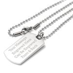 EIO Gifts Personalised Luxury Tag Pendant – Engraved Necklace with Presentation Box - Women & Mens Pendant Silver Necklace –Engraved With your Text