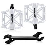 Bicycle Cycling Bike Pedals, New Aluminum Antiskid Mountain Bike Pedals Road Bike Hybrid Pedals for 9/16 inch With Free installation Tool-White