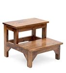 ONIJA Solid SHEESHAM Wood Wooden 2 Step Stool for Kitchen | Foot Rest Stool for Living Room | Sheesham Wood