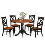 East West Furniture DLQU5-BCH-W Dublin 5 Piece Room Furniture Set Includes a Round Kitchen Table with Dropleaf and 4 Dining Chairs, 42x42 Inch, Black & Cherry