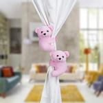 MM TOYS 2 Pcs Teddy Bear Soft Plush Toy Tieback Holdback Holder for Window Curtain Drapes Living Room Home Decoration Accessories for Children Pack of 1 - (5 X 6 Inch, Pink)