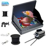 Underwater Fishing Camera Fish Finder, 5000mAh IP68 Waterproof Wide Angle Camera with Infrared Night Vision HD IPS Display, Underwater Fishing Equipment with Sunshade 30M Cable for Ice River and Boat