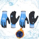 HANDLANDY Waterproof Work Gloves for Cold Weather 2 Pairs, Insulated Winter Work Gloves with Grip for Men Women, Freezer Gloves for Work Below Zero (XXL, Blue-black)