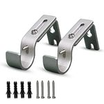 QualityDen Curtain Pole Brackets 2Pcs with Adjustable Length of 9 - 12cm - Metal Curtain Rod Brackets Set with Screws for Poles, Wall Rod-Heavy Duty & Rust Resistant (Silver)