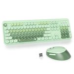 SOLIDEE Wireless Keyboard and Mouse Combo,Retro Typewriter Keyboard,2.4GHz Colorful Round Keycap Computer Keyboard with Number Pad,104 Keys Full Size Ergonomic Keyboard(US Layout QWERTY)(Mixed Green)