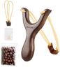 BASUNE Solid Wooden Slingshot with Classic Construction Hunting Slingshot for Catapult Game, Outdoor, Hunting-for Adult (Deep Brown)