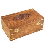 White Whale Indian Rosewood Antique Treasure Storage Chest Box for Condiment Spice&Jewellery/Vintage Rustic Keepsake Trinket Organizer With Compartments/Handmade Decorative Sheesham Wood Caddy Tea Bag