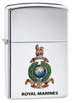 Zippo Unisex Royal Marines Official Crest Windproof Pocket Lighter - High Polish Chrome, One Size