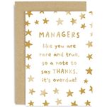 Old English Co. Manager Thank You Card - Gift for Manager - Leaving, Farewell, Retirement Card for Manager - Card for Him or Her - Sentimental Keepsake Card for Men and Women | Blank Inside