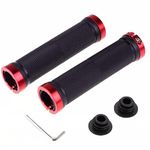 bike handlebar Grip, 1 Pair Bike Grips Non-Slip Rubber Mountain Bike Grips with Bike Handlebar Plugs and Wrench, Bike Handlebar Grip for BMX MTB Mountain Road Scooter Foldable Bicycle