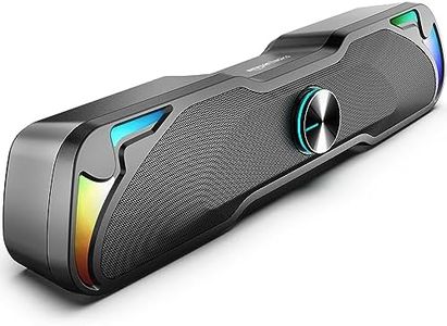amazon basics 6W Multimedia PC Gaming Soundbar Speaker with Aux Connectivity, USB Support, Volume Control, and RGB Lights