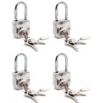 Harrison Padlocks/Square Padlock 60mm 12 Pin with 3 Computerised Keys CX-3000-0557 Pack of 4/ Mild Steel Material/Stainless Steel Finish/Door Lock, Shutter Lock, Godown Lock, gate Lock