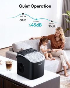EUHOMY Countertop Ice Maker – Black, Compact Portable Machine
