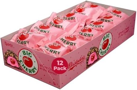 Big Cherry Candy Bars, Pack of 12 - Whole Real Cherry Coated with Chocolate and Topped with Chopped Roasted Peanuts - Individually Wrapped Nostalgic / Retro Candy - Kosher Certified Delicious Candies