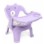 SMILE BABY Baby Chair for Kids Study Table Chair with Cushion Seat, Removable Food Tray & High Backrest, Booster Seat for Baby, Home School Kids Chair for Toddlers (Purple)