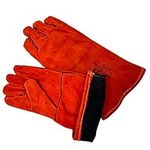 1 x Welding Gloves Long Leather Gauntlets Heat Resistant Lined MIG ARC Welders Protective Welders Gloves with flexible leather Can be used for gardening