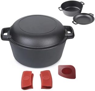 Pinnacle Cookware – 4.7 Litre / 5 Quart Pre Seasoned Cast Iron Dutch Oven | Casserole Dish with Lid | Cooking Pot | Skillet Pan Cast Lid | Oven Proof & All Hobs | Perfect for Bread Making | Camping