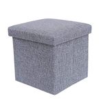 BIYALI Foldable Storage Ottoman Cube Fabric Foot Rest Stool Toys Storage Box, Square Shape Laundry Basket Boxwith Top Cover Lid Storage Sitting Stool (1 Pcs)