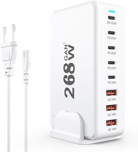 268W Caricatore USB C Multiplo, stazione di ricarica USB a 8 porte GaN, Caricatore Rapido PD 100W, Hub di alimentazione USB, compatibile con iPhone/Samsung/Google/Tablet/Laptop.