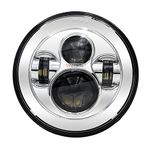 Wecade 7" Round LED Headlight for Wrangler Motorcycle (7" Inch Chrome)