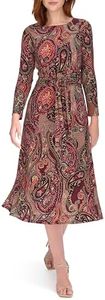 Tommy Hilfiger Women's Chiffon Midi Dress, Aubergine/Chili Pepper, 16